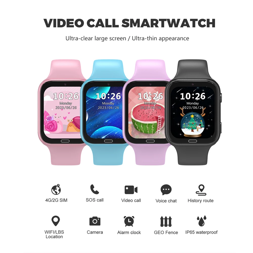 Hot 4G Kids Smart Watch WiFi/LBS Tracker Lokalizacja Połączenia wideo Gry Kamera SOS Wodoodporna karta SIM Inteligentny zegarek dla dzieci