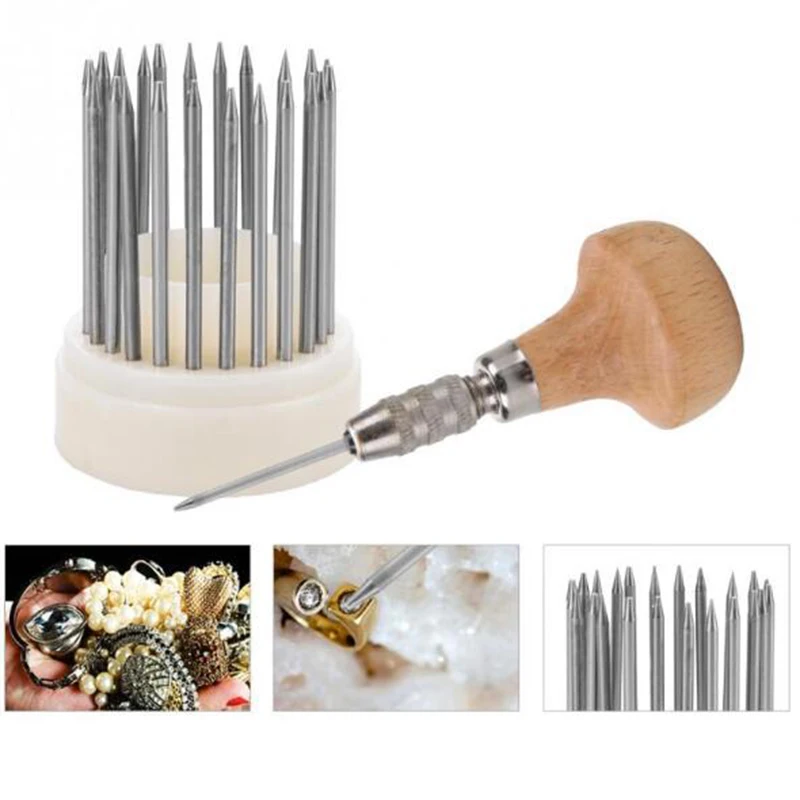 23pcs Beading Tools Set for Diamond Stone Setting & Micro-pave Graver Jewelry