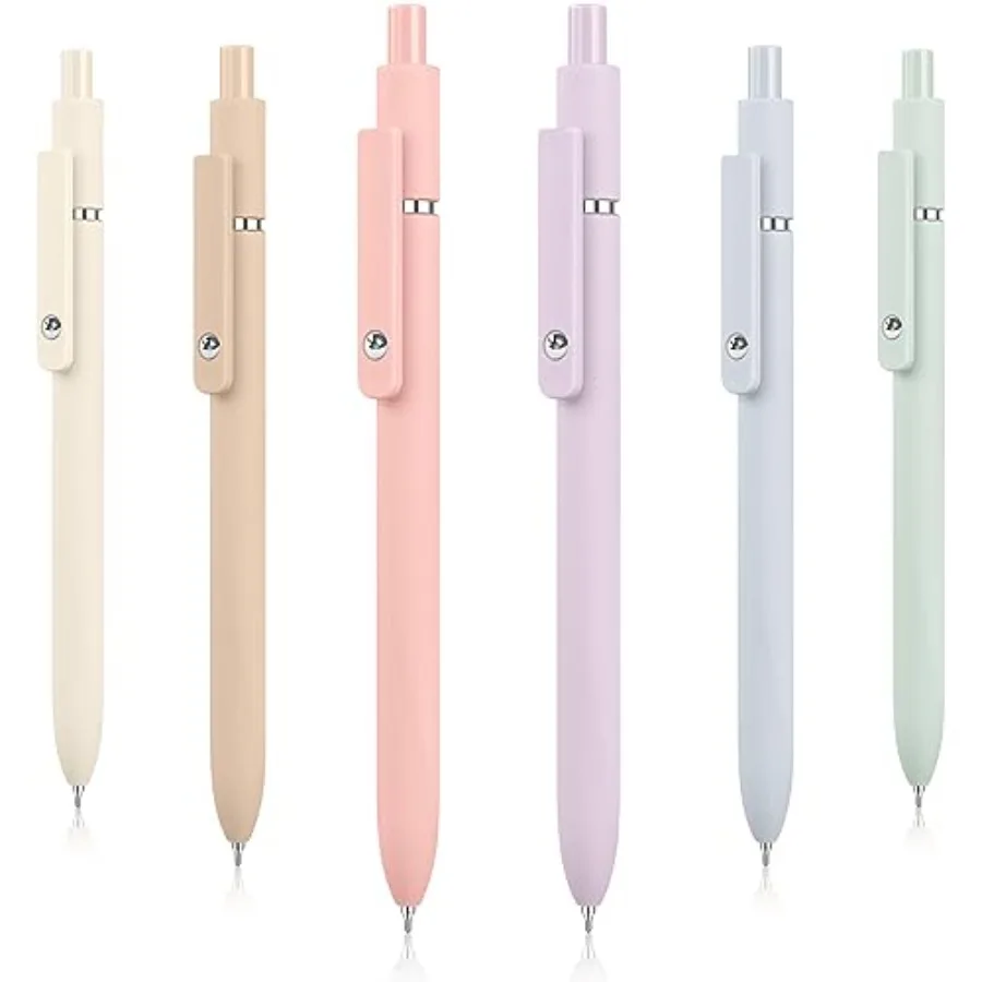 

6 Pcs 0.5mm Gel Pens Black Ink - Fine Point Smooth Writing Pens with Gradient Colors, Aesthetic School Supplies and Back to Sch