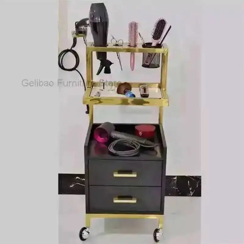 

Тележки Мебель для салона красоты Роскошная тележка Вспомогательный парикмахерский ящик на колесиках Косметическая колесница для салона Колеса Машинка для ногтей