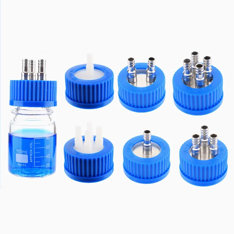 

GL45 mobile phase bottle plastic stainless steel feeding bottle cap single two double way three way four way reagent bottle cap