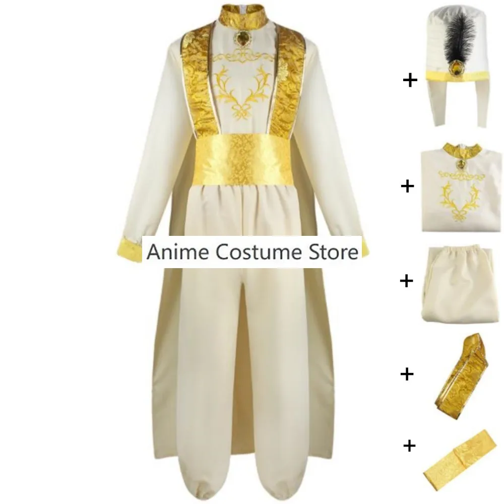 Movie Aladin Magic Lamp Prince Cosplay Costume Anime Adult Hat Top Pants Outfit Hallowen Carnival Party Uniform Suit