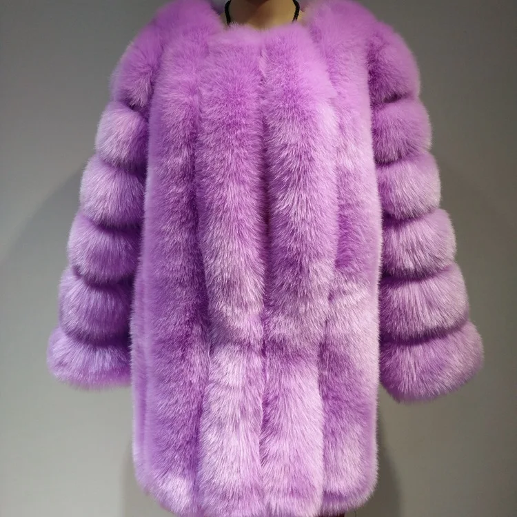 Manufacturers Wholesale Imitation Fox Fur New Mid-length Coats Long Sleeves Special Wholesale Imitation Fur Coats