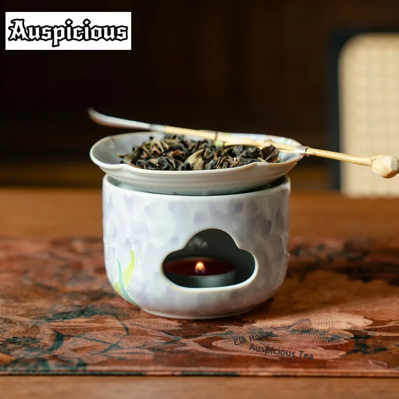 

Hand Drawn Lilies Tea Warmer Holder Alcohol Burner Stove Household Kettle Stand Boiling Water Carbon Furnace Cafes Ornaments