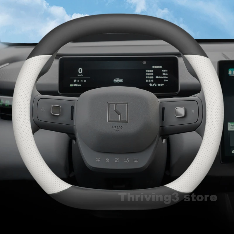 Leather Car Steering Wheel Cover For ALL NEW ZEEKR 001 009 007 X 7X 2024 2025 Double D-Type Auto Steering Wheel Accessories