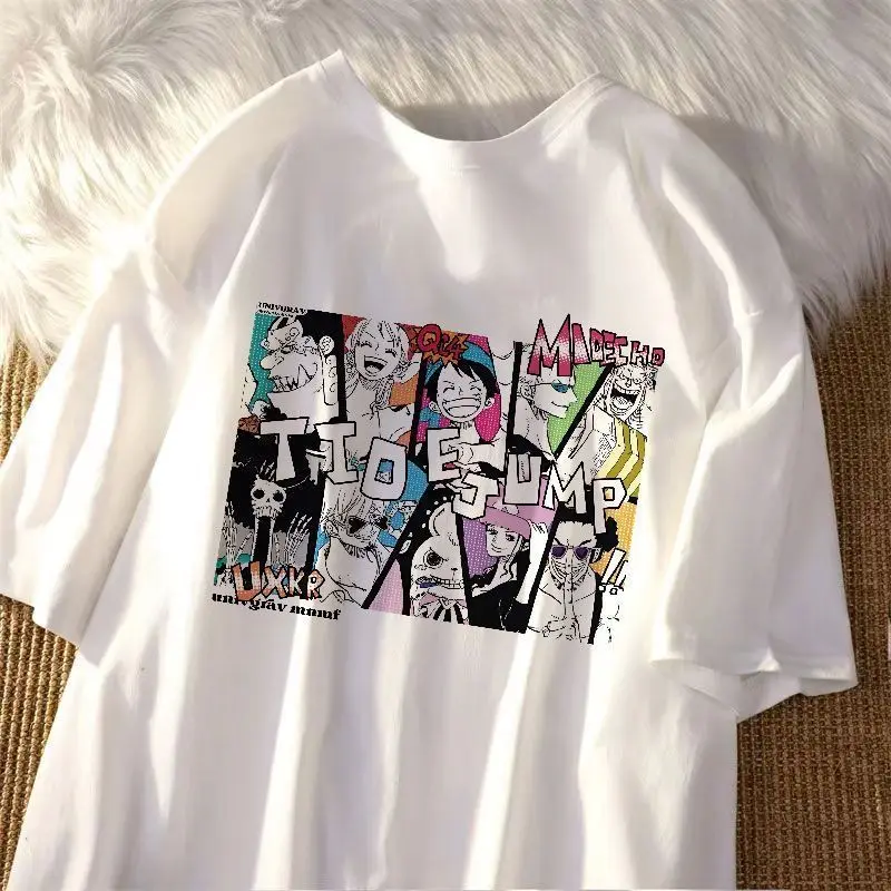 

ONE PIECE Japanese Animation Pure Cotton Printed Short-sleeved T-shirt Summer Korean Men's and Women's Couple Tops Tide