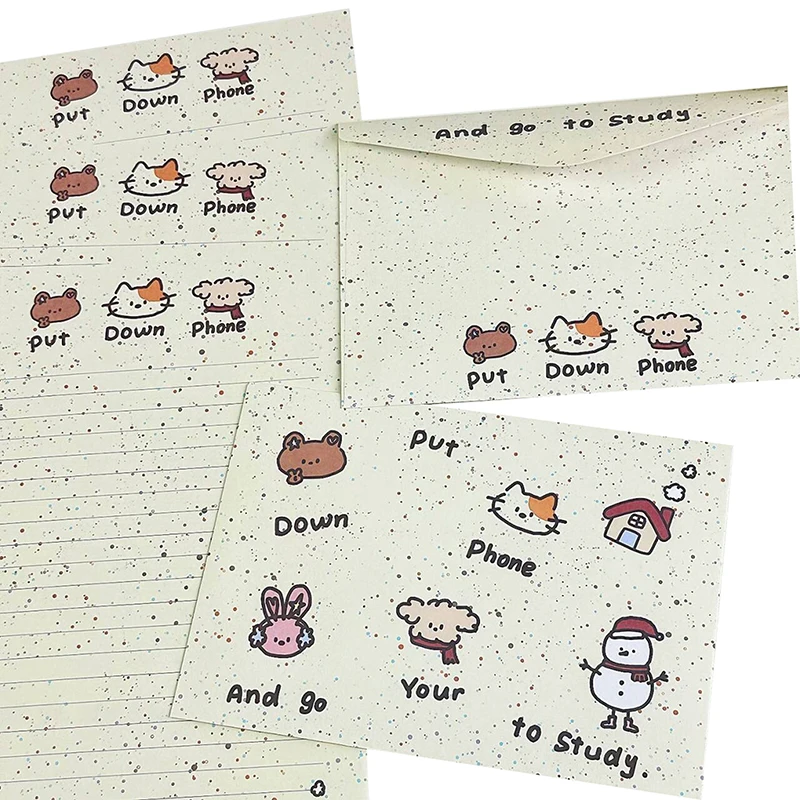 

1Set Small Animal Envelope Set Cute Letter Paper Blessing Birthday Card Gift With Envelope Hand Drawn Cards Gift