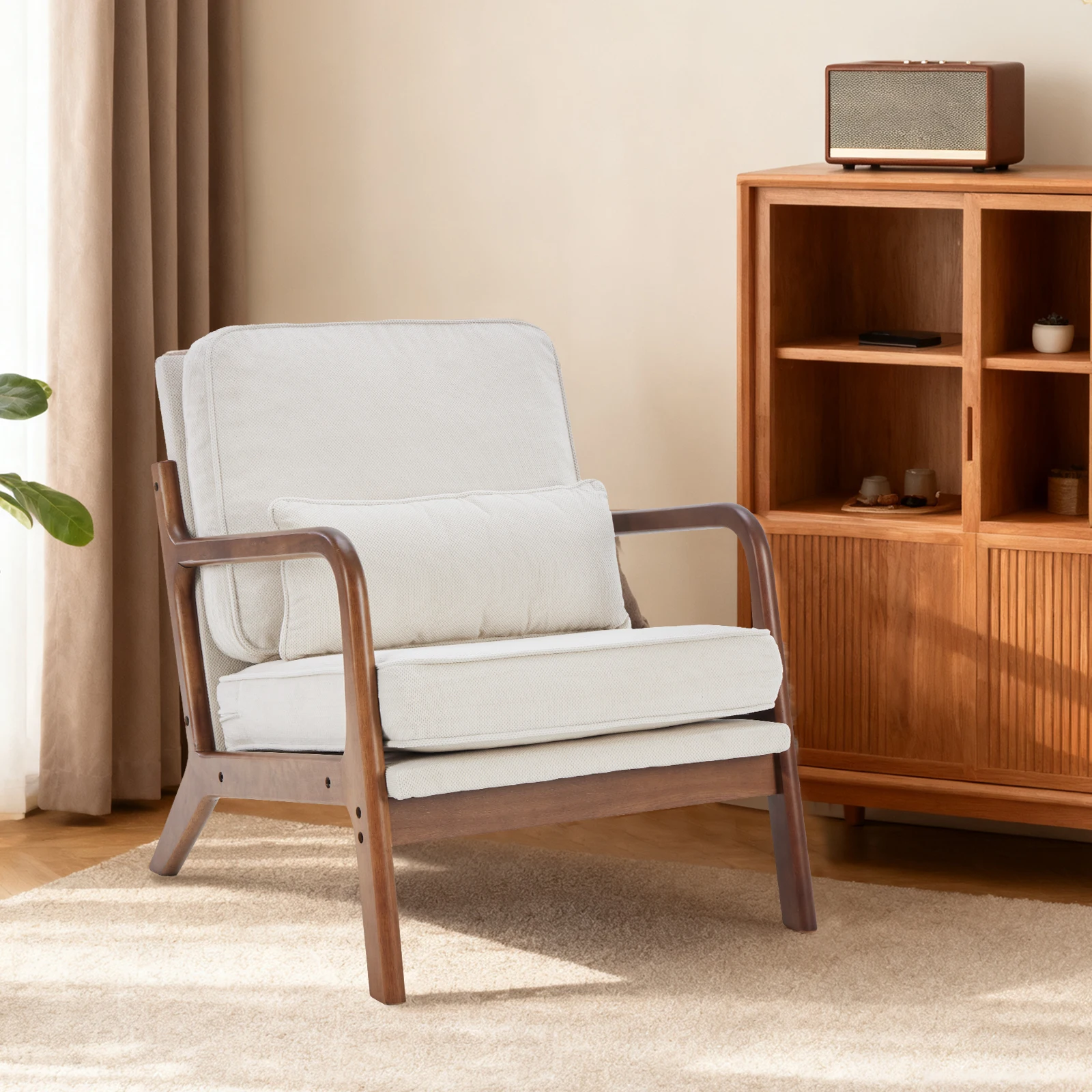 MCQ Mid-century Wooden Ergonomic Office Chair Wood Frame Soft Cushion Lumbar Support High Backrest Heavy Capacity For Office