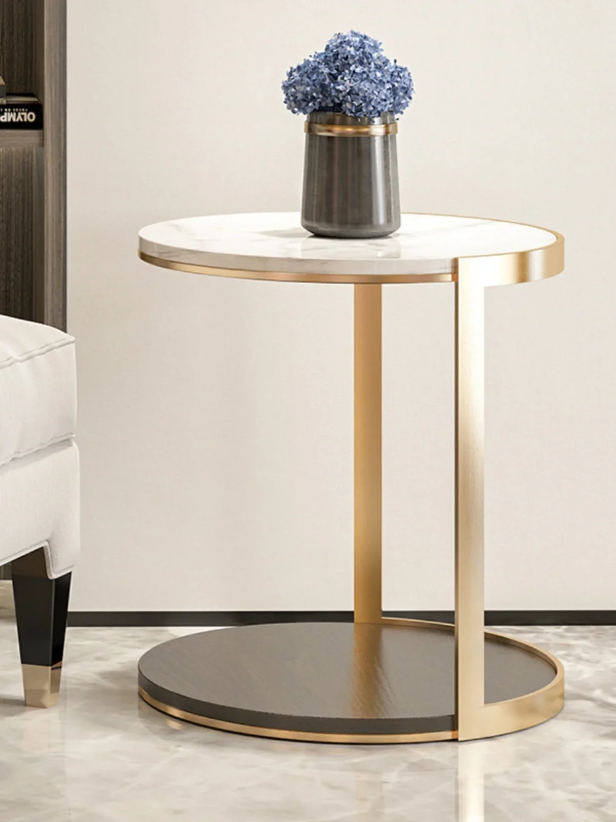 

For Edge Table Nordic Living Room Sofa Marble Corner Table Circular New Hotel Simple and Creative Small Tea Table
