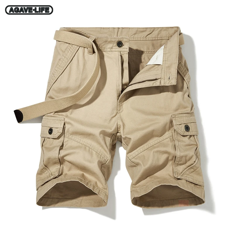 

European American Summer Men's Cotton Shorts Loose Casual Knee-length Pant Male Sport Mid Waist Straight Multi-pocket Cargo Pant