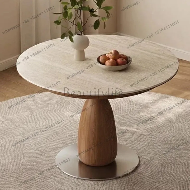 90cm 100cm 110cm Modern luxury rock slab retractable round dining table and sets 4 chairs dining rooms pliante kitchen furniture