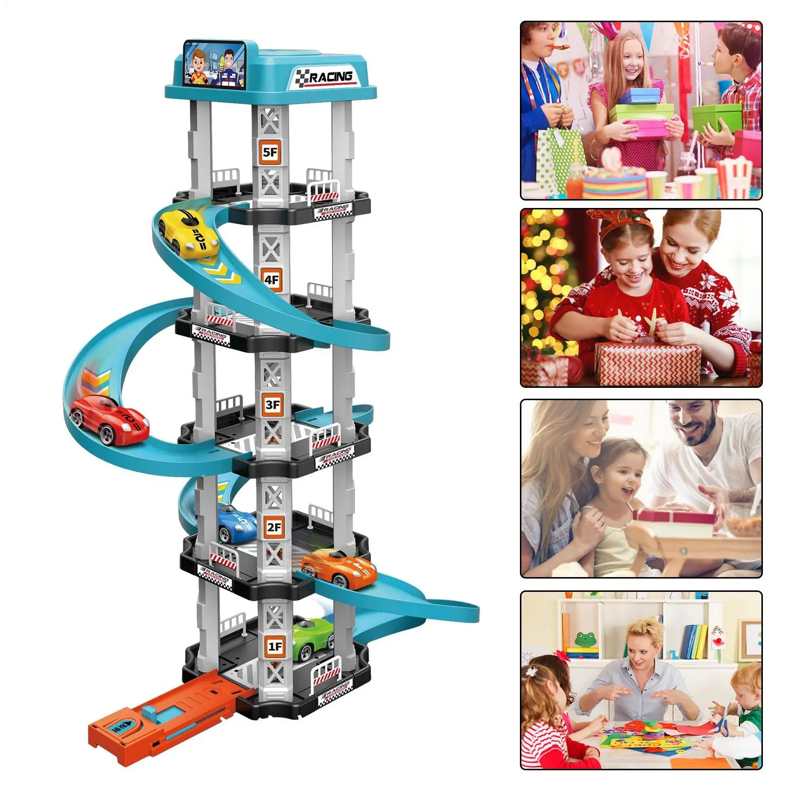 لعبة مرآب مواقف السيارات، لعبة تجميع منحدر السيارات التفاعلية لمرحلة ما قبل المدرسة، ألعاب المرور التعليمية للأطفال
