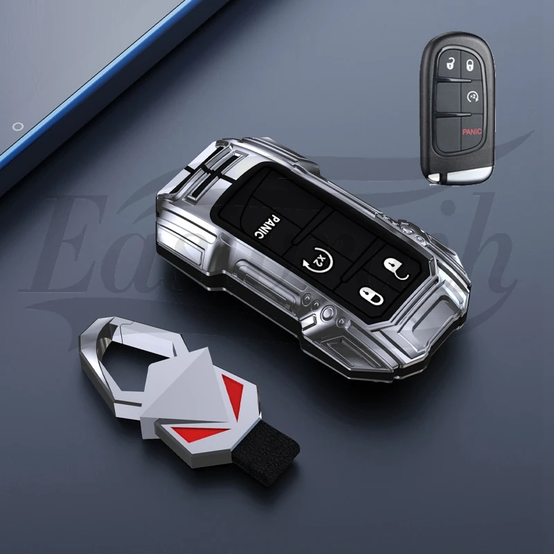 Car Zinc Alloy Key Case Cover Holder For Jeep Grand Cherokee Compass Patriot Renegade For Dodge Challenger Journey Accessories