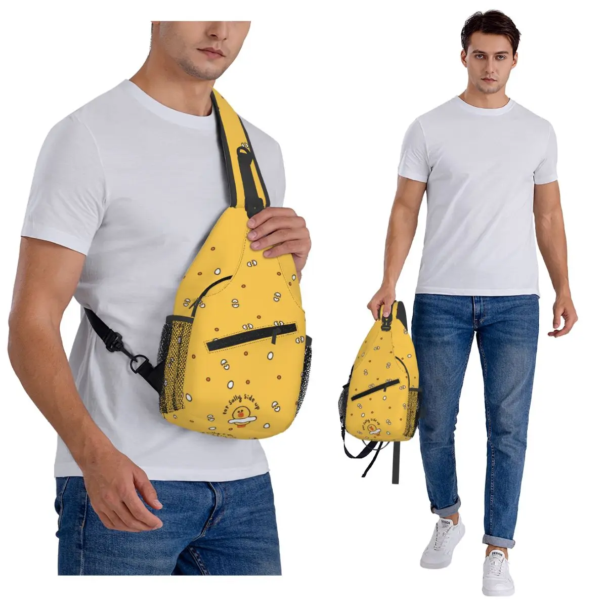 بطة صفراء نمط الكرتون حقيبة الصدر الرجال الرافعة Crossbody على ظهره حقيبة صدر للرجال السفر المشي لمسافات طويلة Daypack حقيبة كتف