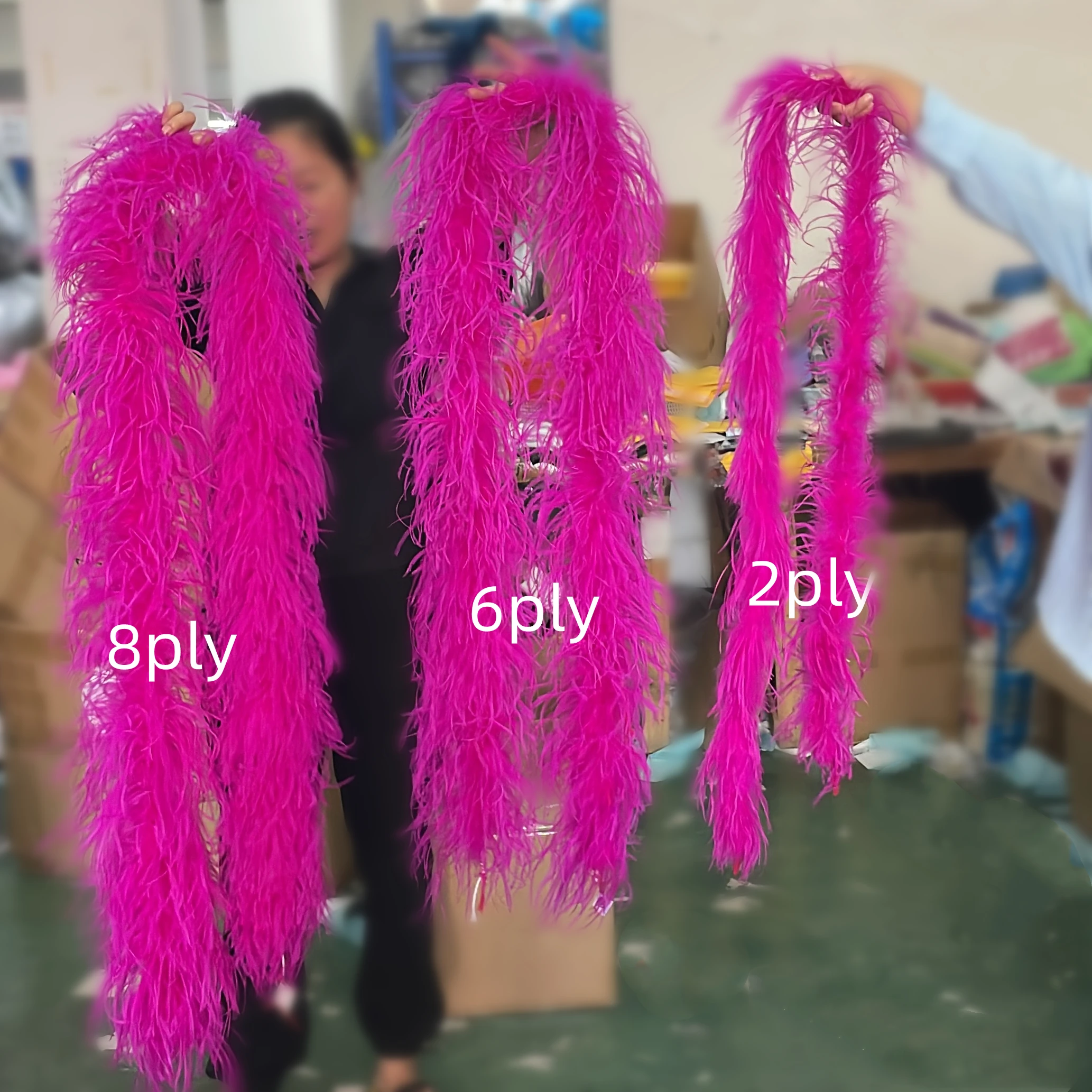 

2Meters Fluffy Ostrich Feathers Boa Decoration for Party Wedding Dress Shawl Clothes Sewing Feathers for Crafts 2-20ply