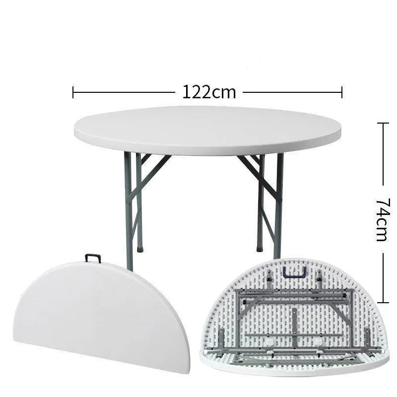 Outdoor 10 people Portable White Plastic Round Folding Dining Wedding Table 180cm For Events