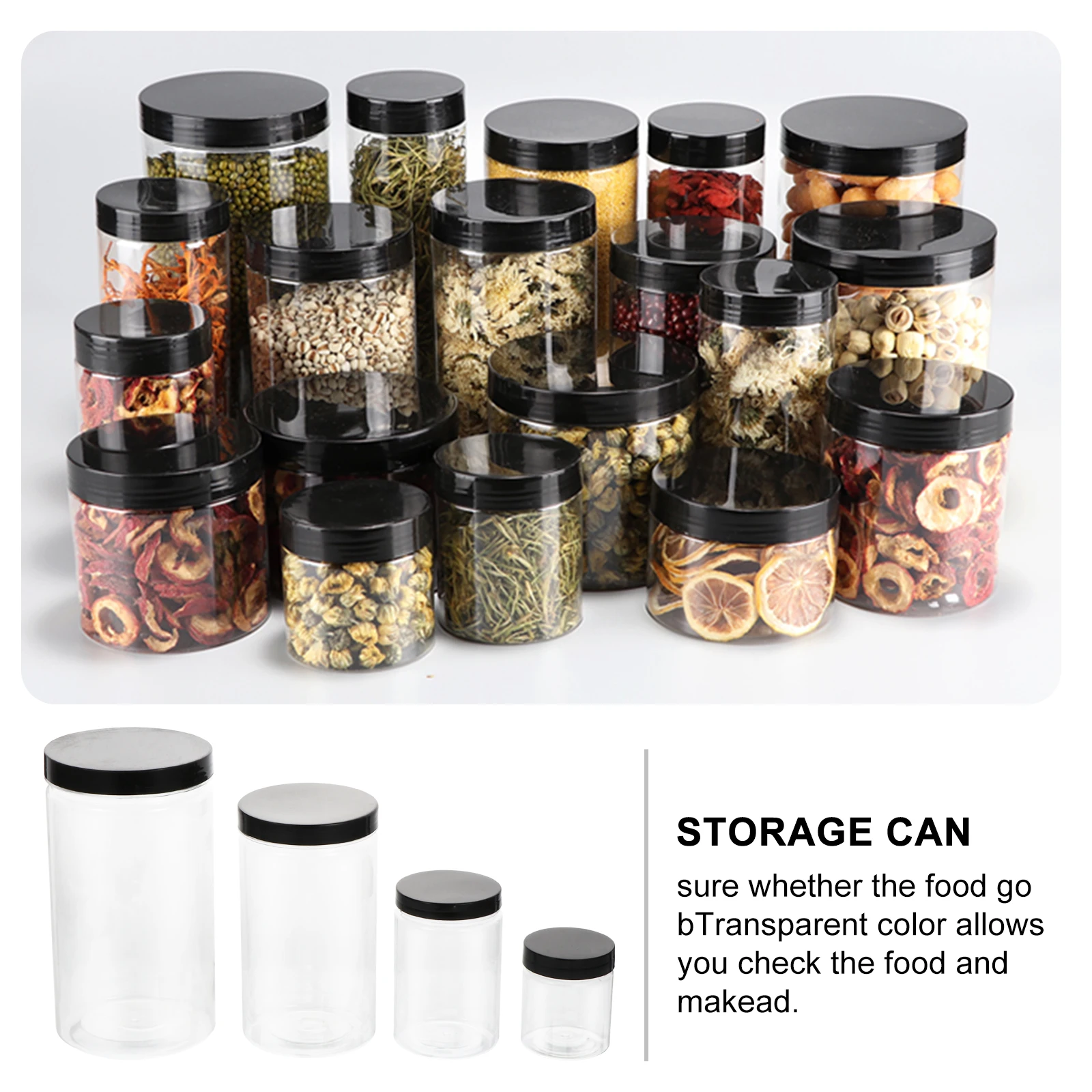 

Plastic Food Storage Can Transparent Sealed Jar Honey Container Cookie Dry Fruits Nut Preservation Home ganizers