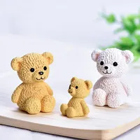 Resin Cute Little Bear Figurines Miniature Craft Fairy Garden Ornament Miniature Dollhouse Home Decoration Accessories