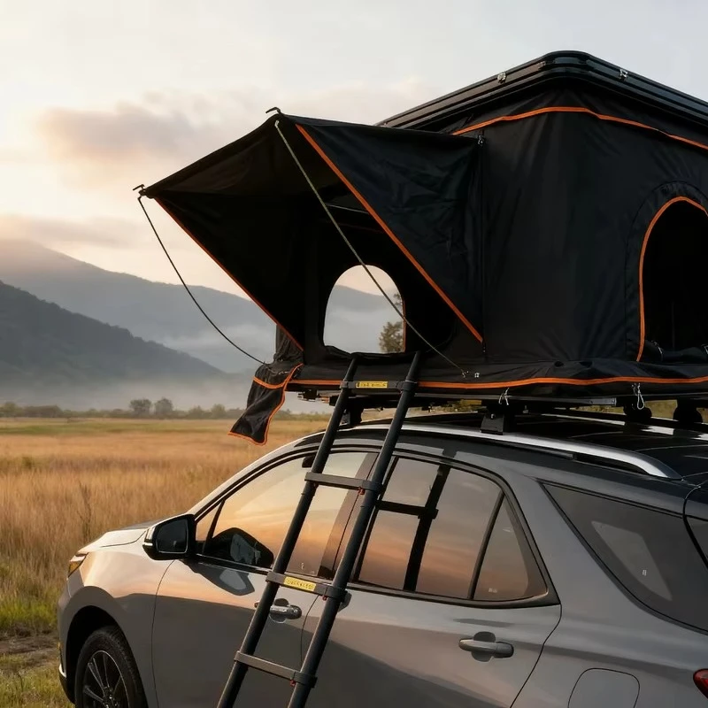 

Zipper Oxford Waterproof Dustproof Four-season Double Layer Two Bedrooms Living Room Led Strip Roof Top Tent 3-4 Person