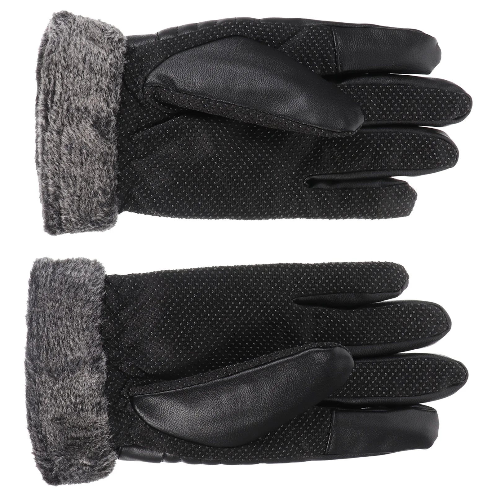 

1pcs 1 Pair Touch Screen Warm Gloves Windproof Pu Unisex Winter Cycling Gloves For Outdoor Sports Training Black