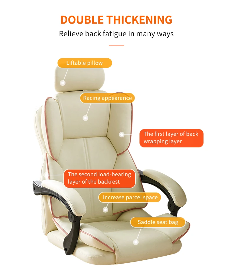 Custom Ergonomic PU Leather Silla Gamer Office PC Racing Gaming Chair Modern Swivel Reclining Computer Game Chair Cheap view 2