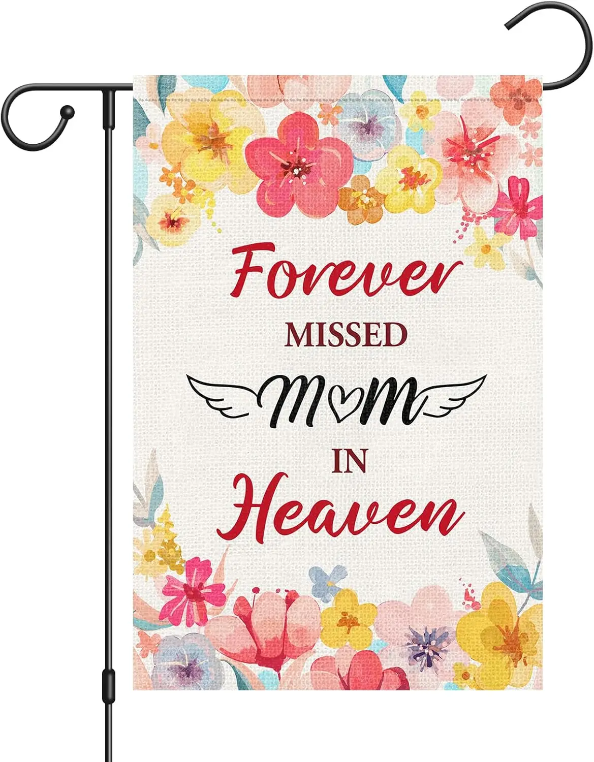 Louise Maelys Memorial Garden Flag Forever Missed Mom In Heaven Floral 12x18 Inch Double Sided Small Burlap Yard Outdoor Out PPZ