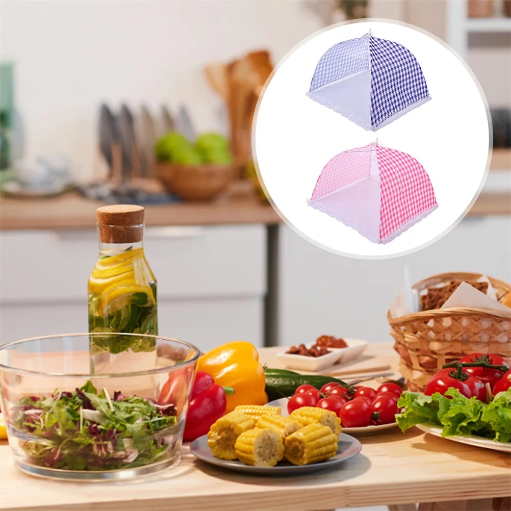 

2pcs Reusable Cloth Cover Foldable Meal Protector Kitchen Gadget Dustproof Food Tent Storage Cover Tabletop Protective