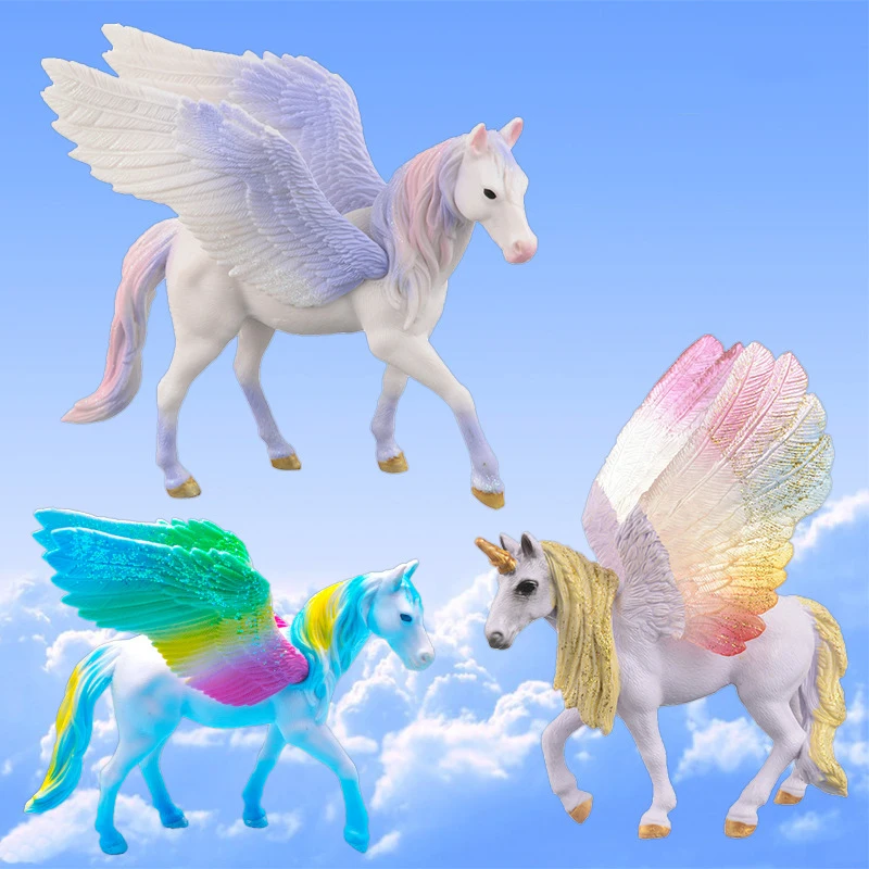 1Pcs Novelty Colourfullegends Divine Horse Pegasus Unicorn Model Toys Cartoon Animals Model Children's Toy Ornament