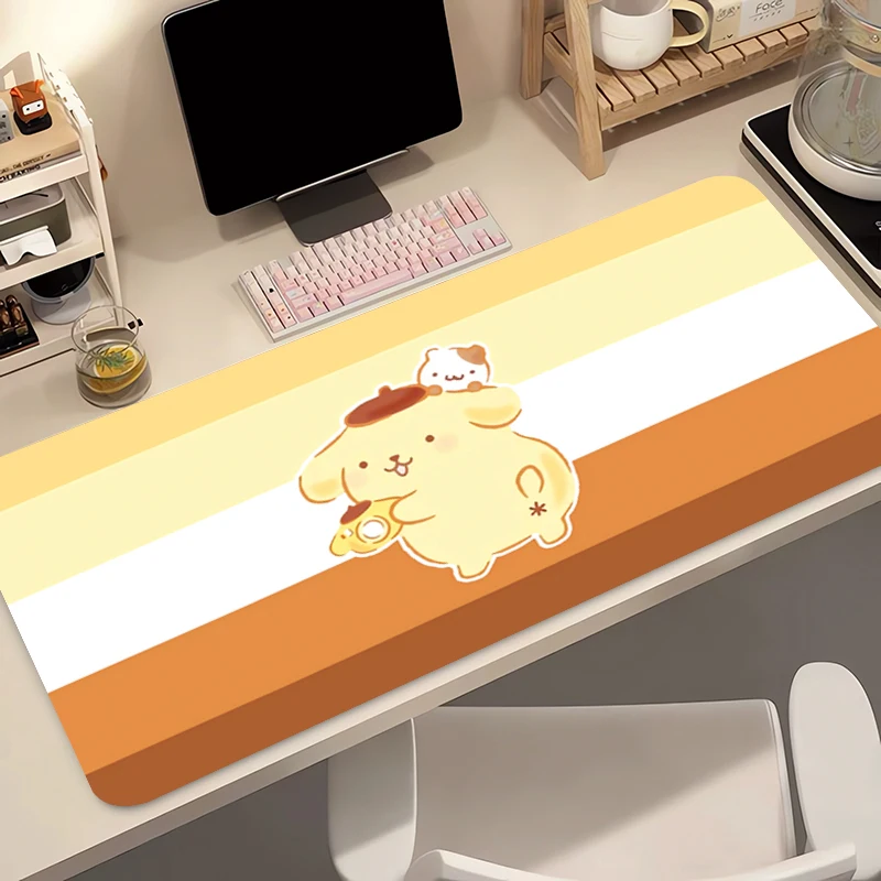 

Коврик для мыши Pompompurin Anime Carpe, большой игровой коврик для ПК, аксессуары для клавиатуры Varmilo, расширенный настольный коврик для геймеров