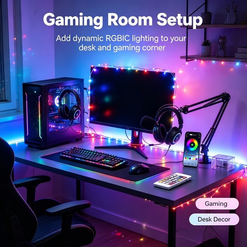 5/10M RGBIC USB LED String Lights, Bluetooth App Control Music Sync DIY Programmable for Party Christmas Decor view 6