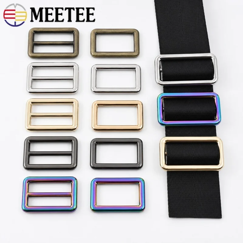 5/10Pcs 15-50mm Metal Tri-Glide Slider Buckle Rectangular Strap Adjuster for Handbag Backpack Belt Sewing Hardware Accessories