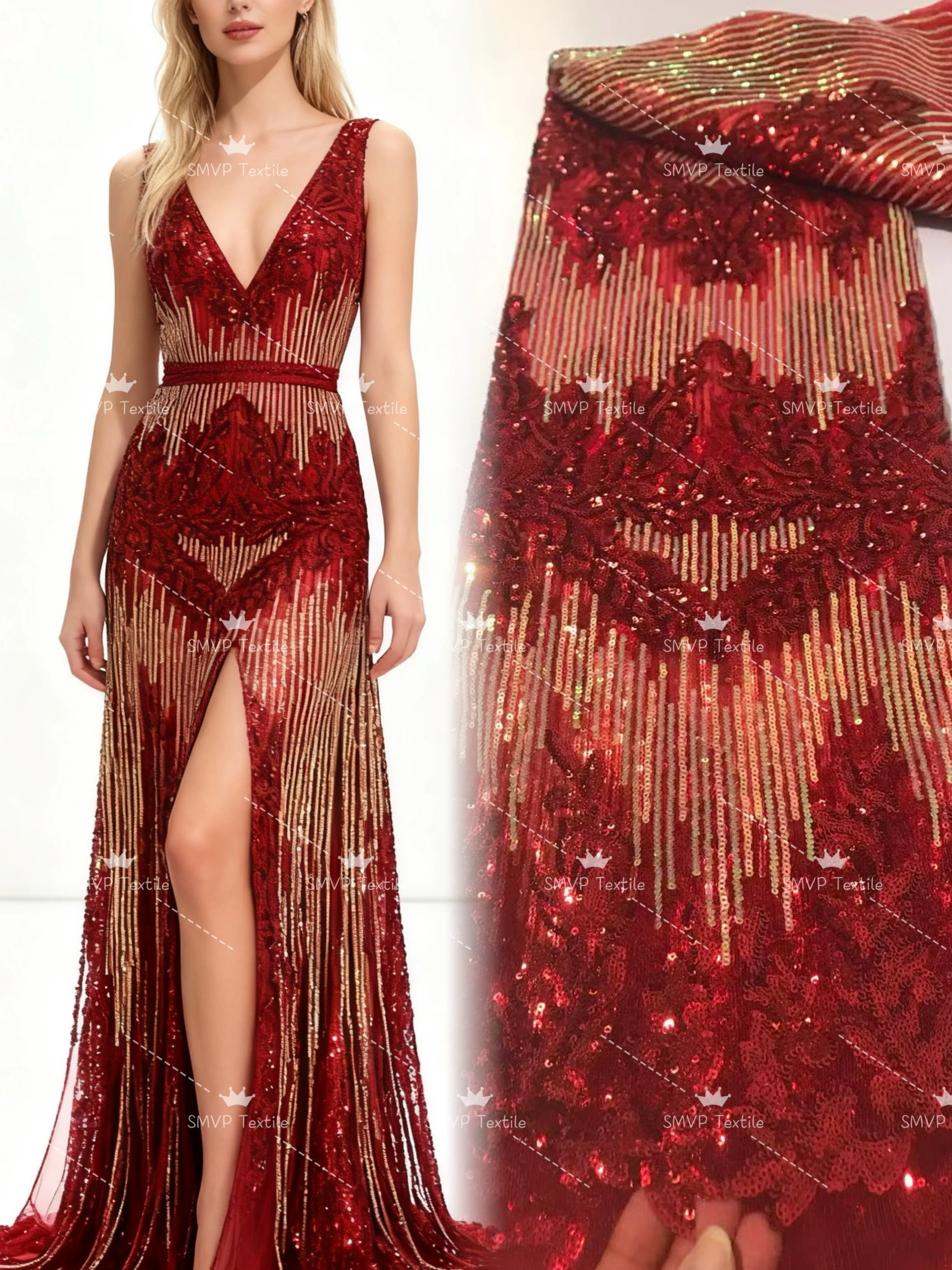 

Luxury French Mesh Sequins Lace Fabric African Embroidery Net Lace High Quality Nigeria Sequins Fabric For Women Party Dresses