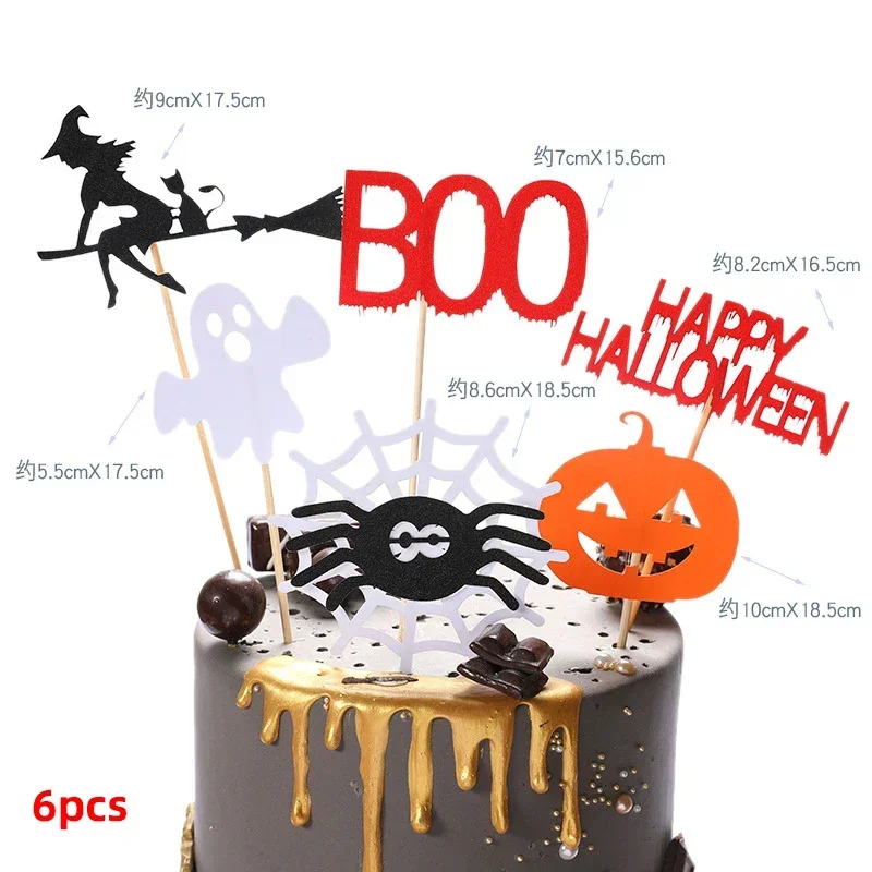 Halloween-Kuchendekoration Cartoon-Kürbis-Zauberer-Bär-Puppe Ornamente Regenbogenbogen Spinnennetz Kürbis für Feiertagspartys Kuchendekoration – Detail 20