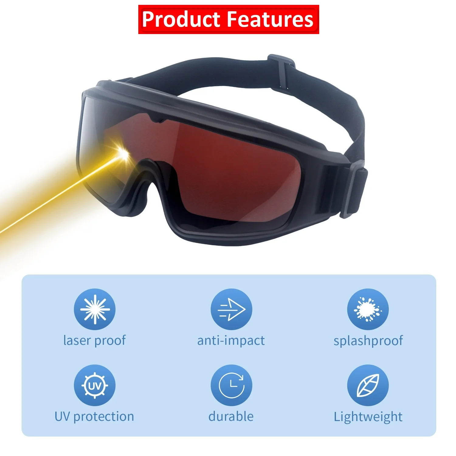 Laser Goggles OD 5+ 190nm-550nm Wavelength OTG Laser Safety Glasses Eye Protection for Typical 405nm, 445nm, 450nm,520nm,532nm