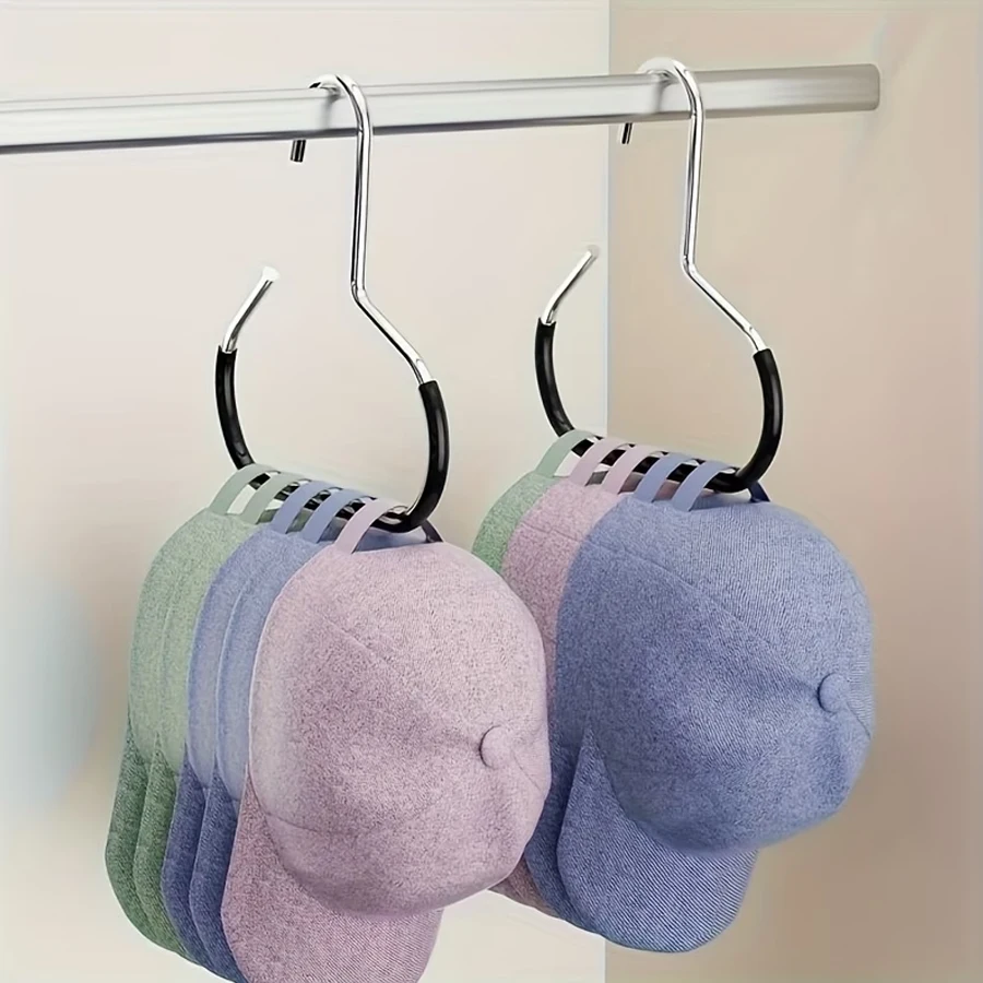 A New Hat Rack, a Hat Storage Solution, One Hanger Can Hold 8 High-Top Hats, a Hanging Baseball Cap Hanger for Dormitory Wardrobes, a Multifunctional Hanging Hat Display Rack for Home Use, No Trace, No Hooks