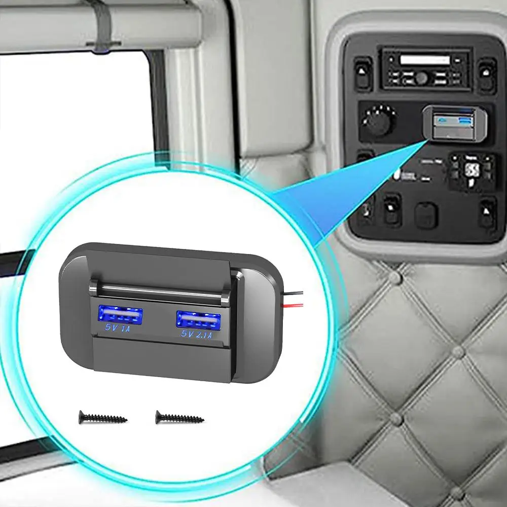 

12V/24V Car Bus Charger Socket Adapter USB Power Panel Fast Charge PD Type C Dual USB Ports For Marine RV Quick Charge K6X3