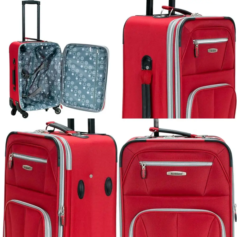 Red 20-Inch Rockland Pasadena Softshell Spinner Carry-On Luggage