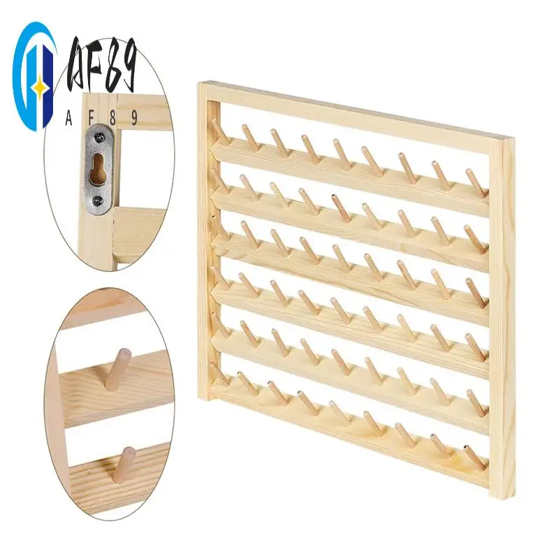 

AF89-54 Подставка для швейных ниток, Настенная подставка для швейных ниток с крючком, Деревянный органайзер для вышивания для шитья