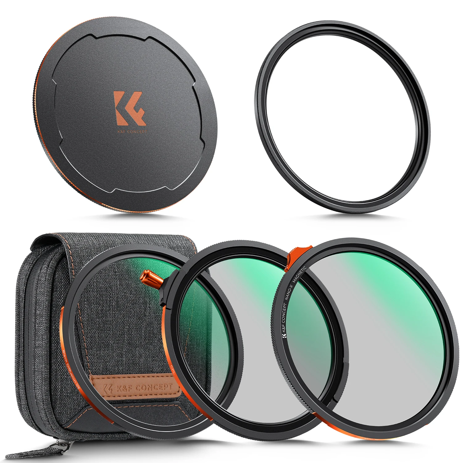 K&F Concept Kit de filtro magnético Filtro ND2 ND32 Filtro CPL 1/4 Filtro de niebla profesional negro con adaptador magnético y tapa 67 mm a 82 mm