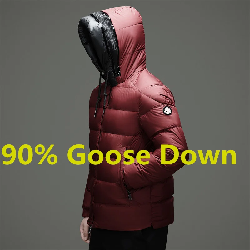

High End Real 90% Goose Down Coat 2025 Winter Men Hooded Warm Puffer Coat Thermal Down Jacket Classic Solid Zipper Parkas Coat
