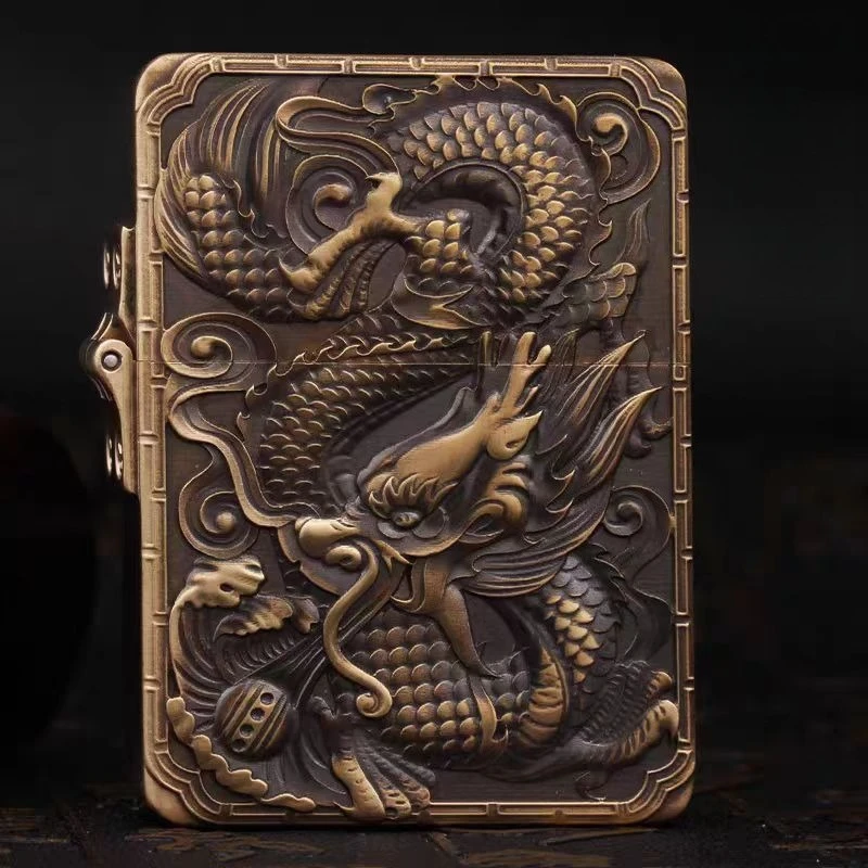 New Fire Road Pure Copper Kerosiene Lighter 3D Relief Personalized Creative Heavy Armor Windproof Firer Gift Men's High-end
