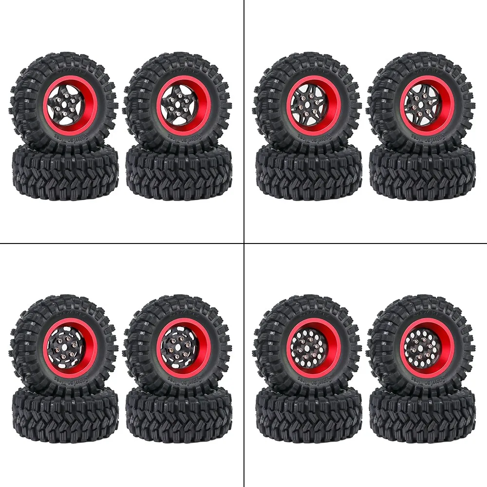 

Aluminum+carbon Fiber 1.2 Inch Beadlock Wheel Rim Tire For 1/24 Fms24 Axial Scx24 1/18 Trax/as Trx4m Rc Crawler Car Tire