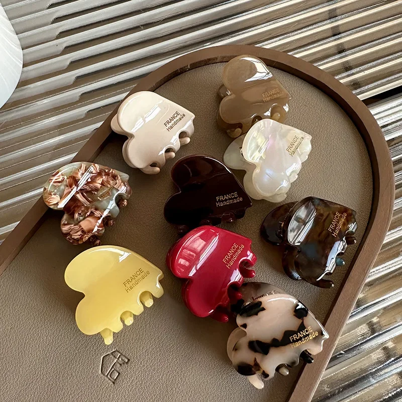 Small Hair Claw Acetate Hair Crabs Cute Heart Shaped Hairclips Children Women Girls for Hair Accessories Hairpins Clips 3.5cm