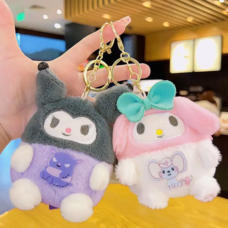 Kawaii Kuromi بلدي ميلودي مرحبا كيتي PomPomPurin سينامورول سانريو الأطفال أفخم تغيير محفظة ألعاب من نسيج مخملي مفتاح سلسلة هدية للأطفال