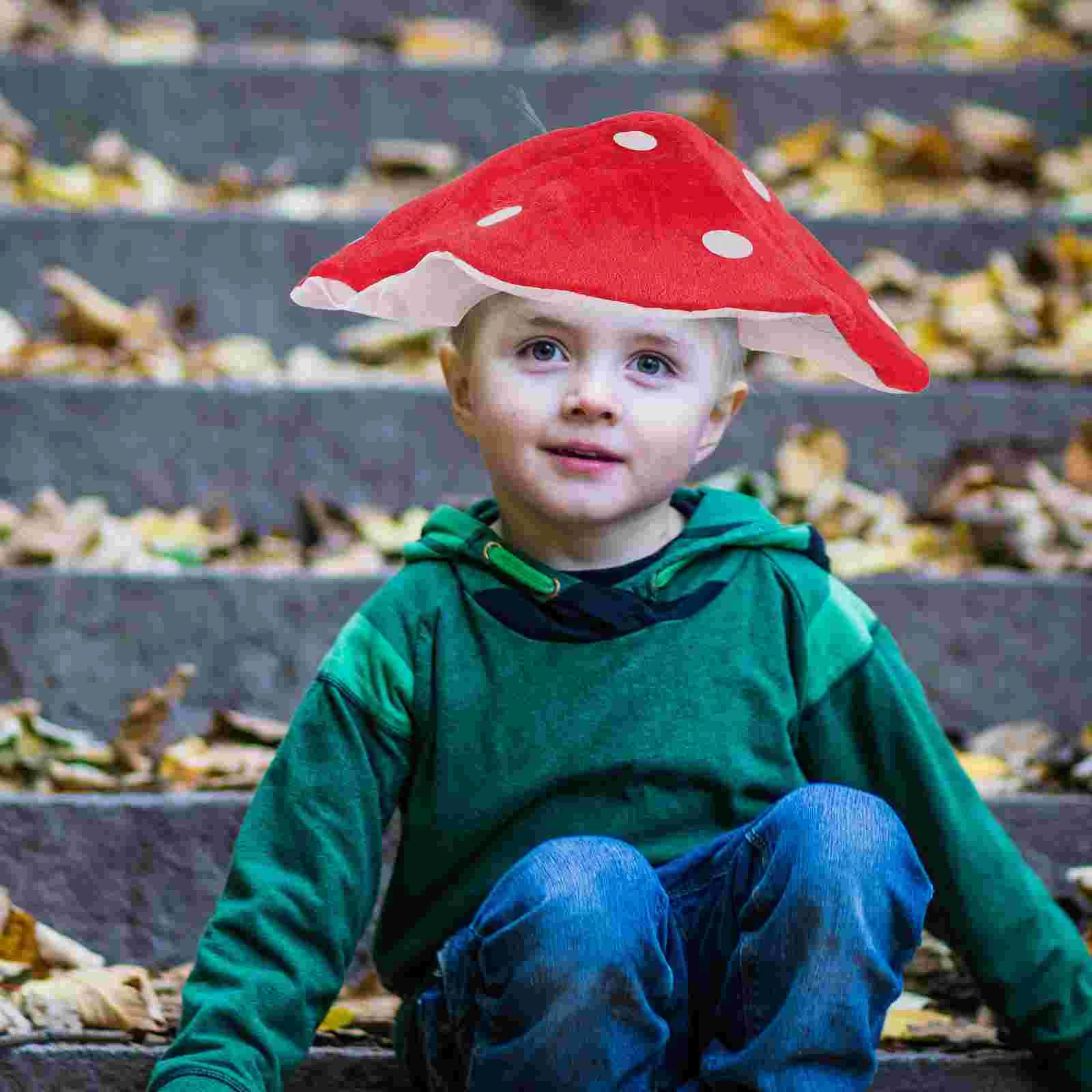 Red Mushroom Hat Toad Hat Mushroom Costume Party Funny Decoration Hat For Kids Funny Hats For Children Shooting (White And Red)