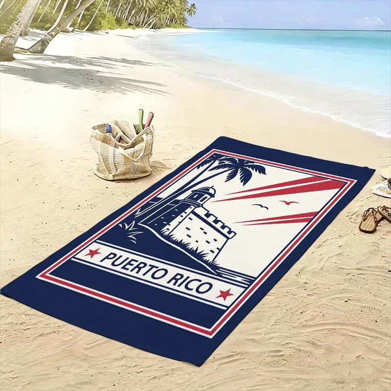 Puerto Rico Beach Towel 80x160cm Large Tropical Summer Vacation Towel Coastal Style Mat Gift for Beach Trip Travel