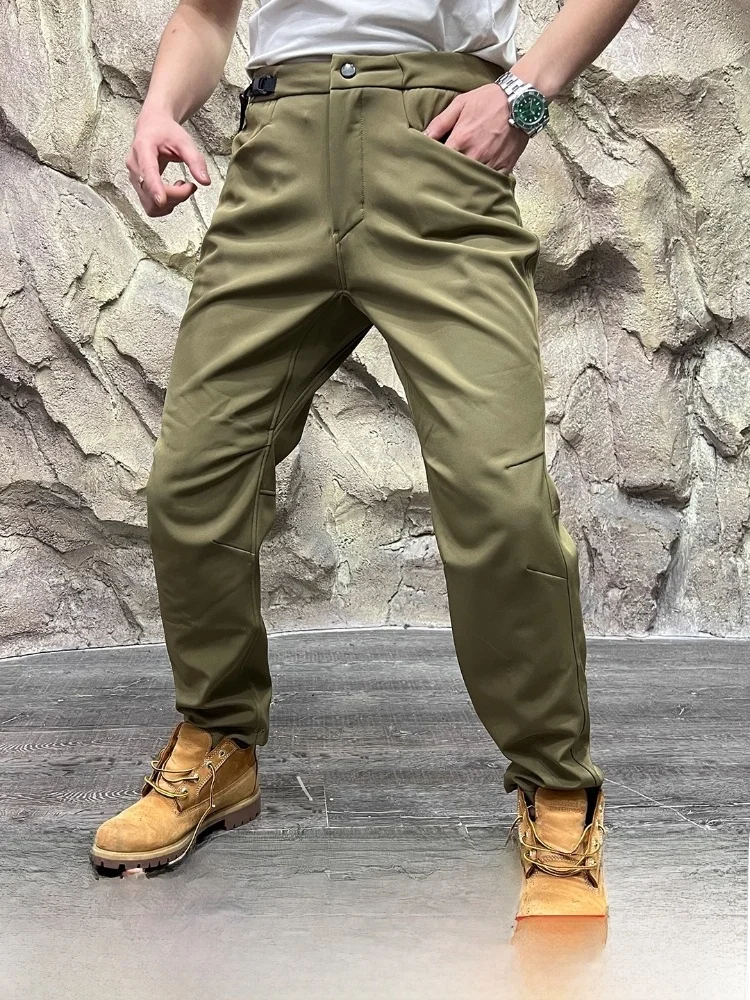 

Outdoor Men's Fce Lined Warm Soft ell Pants Breathable Waterproof Polyester Elastic Fiber Ci Outdoor Sle Climbing Se...