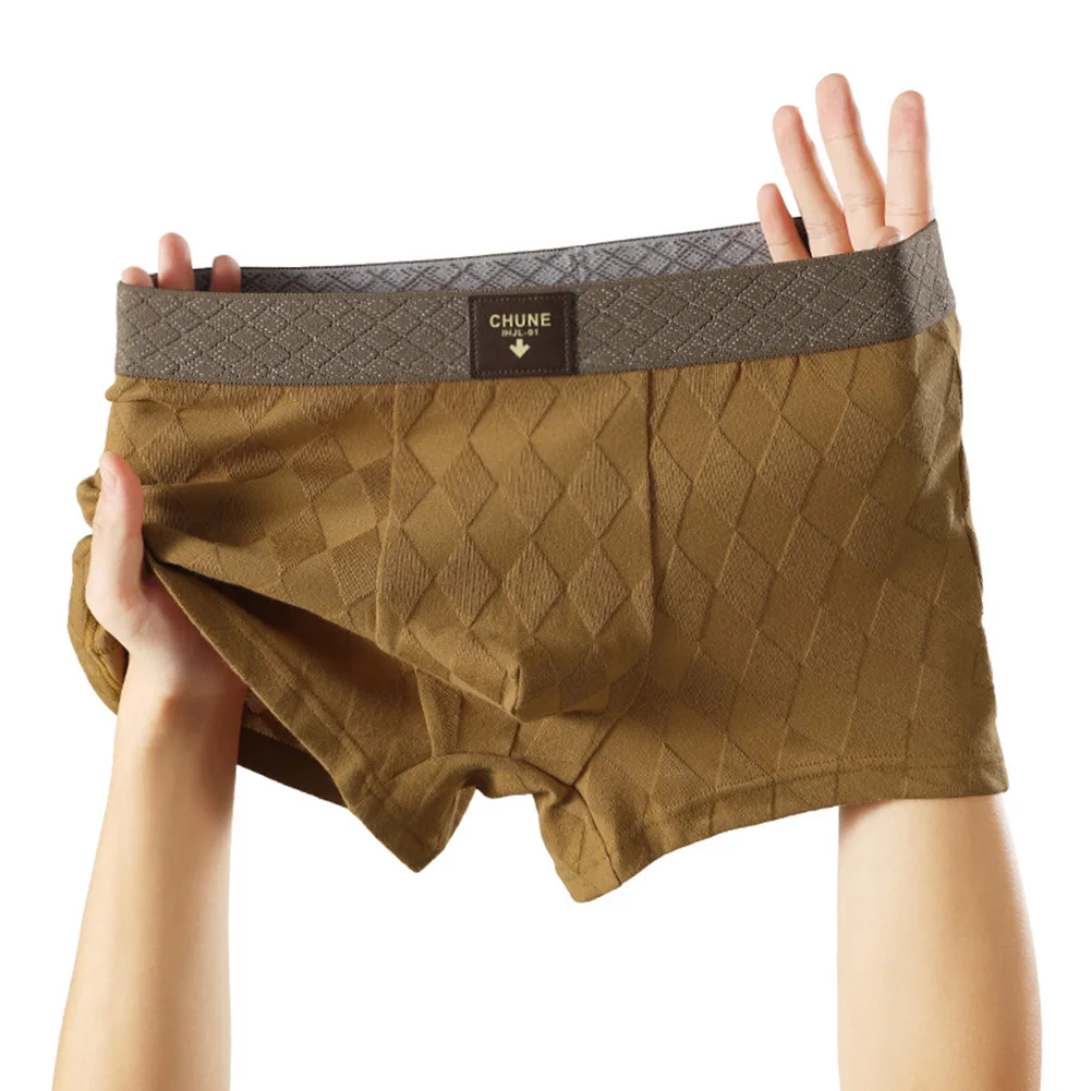 

Men Diamond Print Cotton Boxer Shorts Brazilian Underwear Breathable Home Sleepwear Solid Trunks Sexy Lingerie Men's Clothing