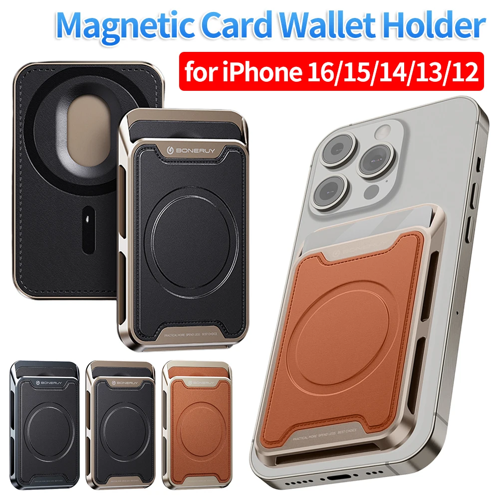 Magnetic Card Holder Wallet for MagSafe Vegan Leather Card Wallet Holder 2 Card Slots for iPhone 16/15/14 Cover Bag Accessories