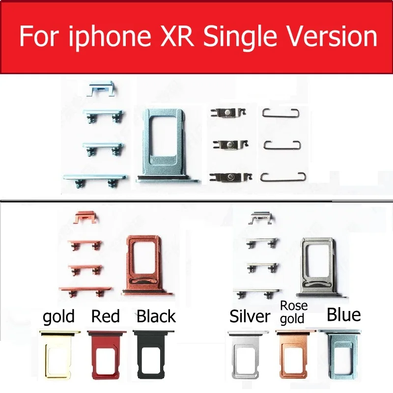 مجموعة كاملة من صينية بطاقة Sim لزر كتم الصوت والطاقة وحجم الصوت مع حلقة مقاومة للماء لهاتف iPhone 7 8 plus X XS MAX XR أجزاء حديد معدنية صغيرة #6